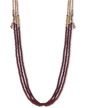 image of lonna & lilly Rose Gold-Tone Crystal Leaf Charm Beaded 36