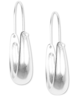 image of Lucky Brand Silver-Tone Wide Modern Hoop Earrings