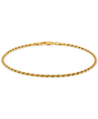 Rope Chain Ankle Bracelet (2mm) in 18k Gold-Plated Sterling Silver or Sterling Silver, Created for Macy's