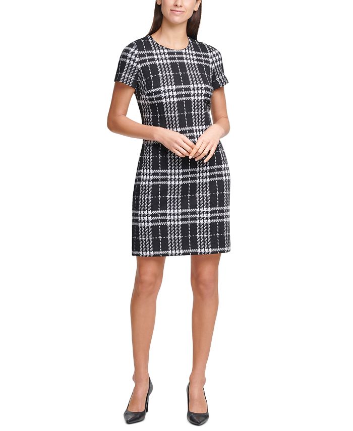 Calvin Klein Plaid Sheath Dress - Macy's