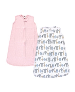 image of Hudson Baby Girls Safari Interlock Sleeveless Sleeping Bag, Pack of 2
