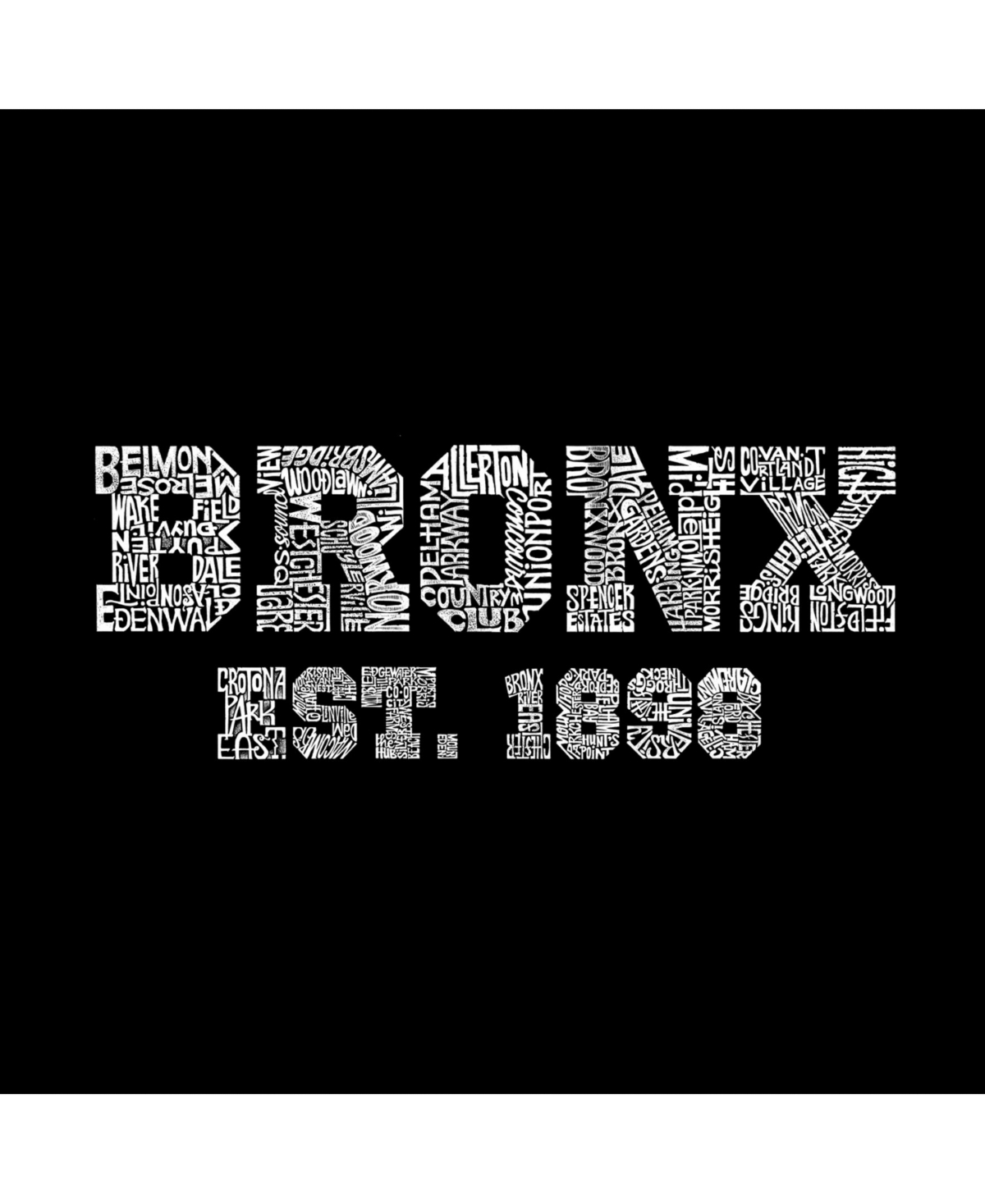 La Pop Art Men's Word Art Popular Neighborhoods In Bronx, New York Crewneck Sweatshirt