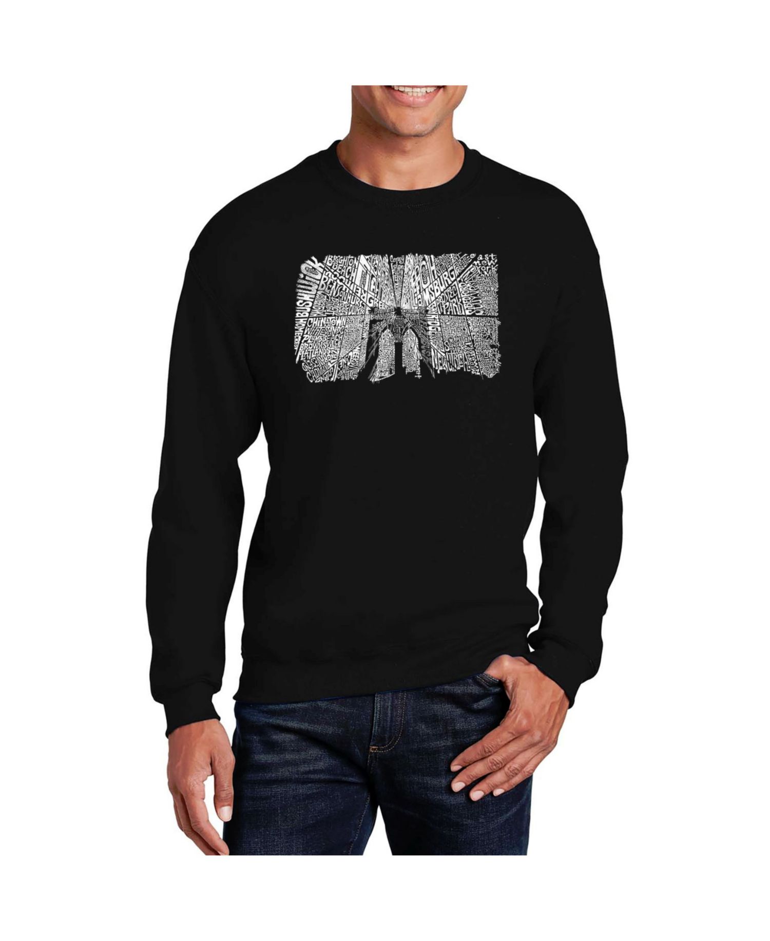 Men's Word Art Brooklyn Bridge Crewneck Sweatshirt