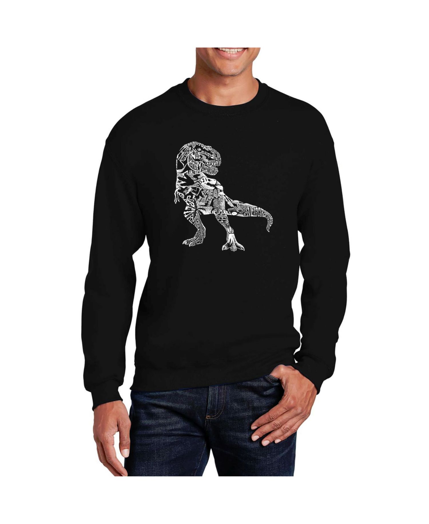 Men's Word Art Dino Pics Crewneck Sweatshirt