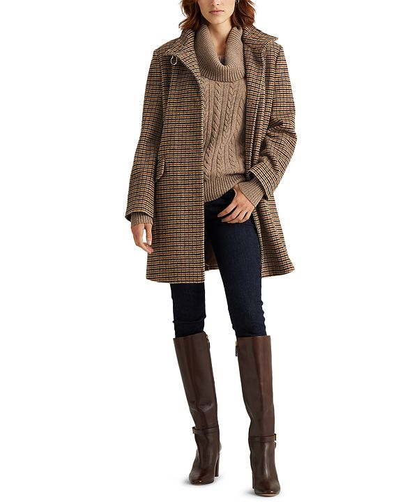 Lauren Ralph Lauren Houndstooth WoolBlend Coat, Created For Macy's