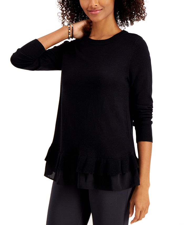 Style & Co RuffleHem Sweater, Created for Macy's & Reviews Sweaters