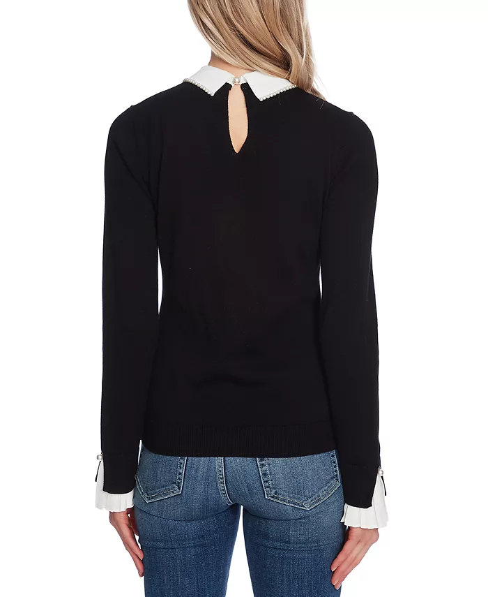 Women's Peter-Pan Collar Pullover Long Sleeve Sweater - thumbnail 3