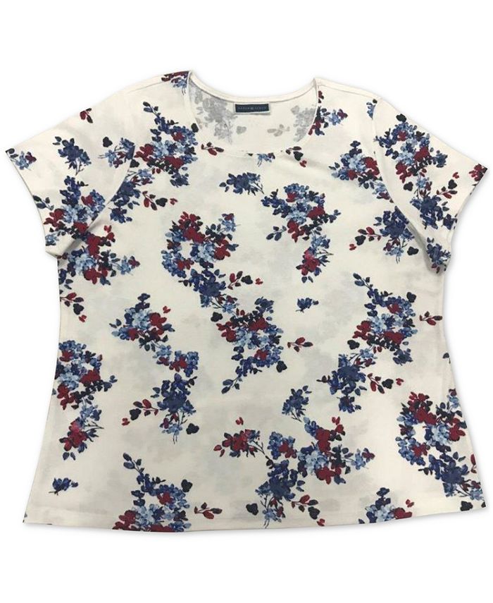 Karen Scott Plus Size Floral-Print T-Shirt, Created for Macy's - Macy's