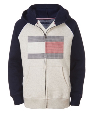 image of Tommy Hilfiger Little Boys Raglan Mini Dot Flag Hoodie