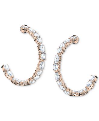 Swarovski - Rose Gold-Tone Medium Multi-Crystal C-Hoop Earrings, 1.5"