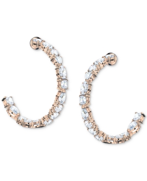 image of Swarovski Rose Gold-Tone Medium Multi-Crystal C-Hoop Earrings, 1.5
