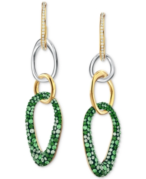 image of Swarovski Two-Tone Crystal Oval Charm Drop Earrings