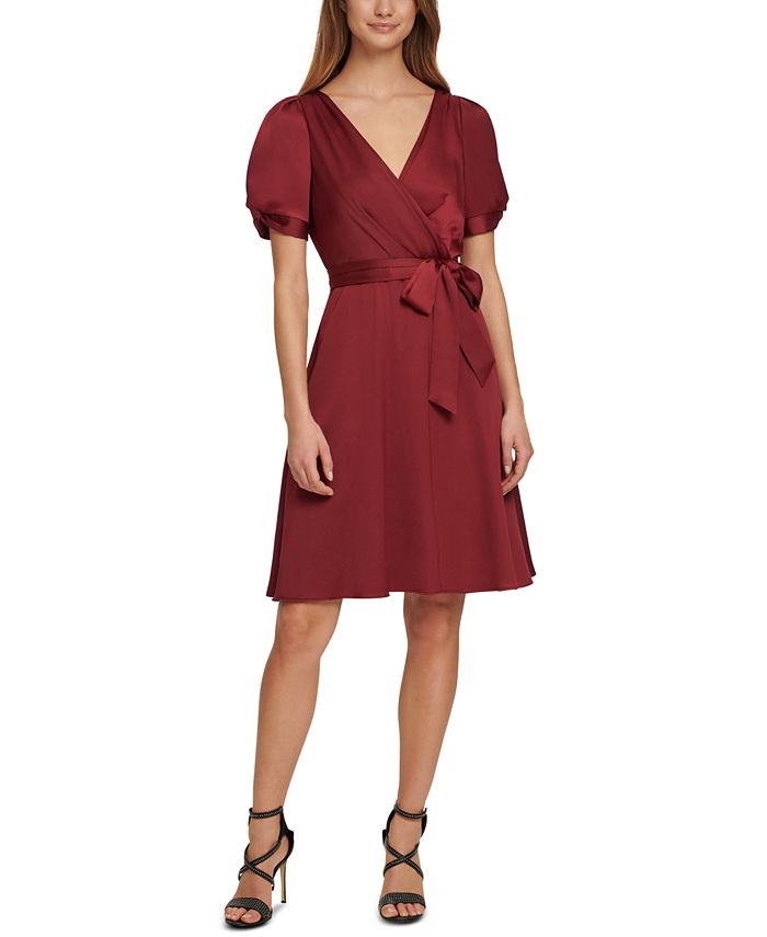 DKNY Puff-Sleeve Fit & Flare Dress & Reviews - Dresses - Women - Macy's