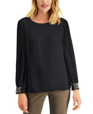 macy's black dressy tops