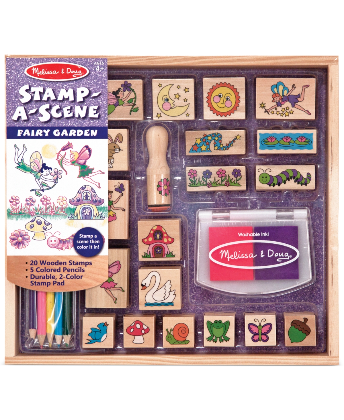 Melissa & Doug Kids Toy, Stamp-a-scene Fairy Garden Set In Brown
