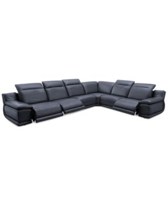 Daisley 6-Pc. Leather "L" Shaped Sectional Sofa with 3 Power Recliners 