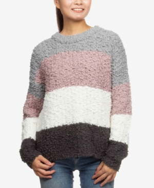 image of Hippie Rose Juniors- Colorblock Plush Pullover Sweater