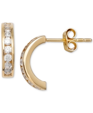 image of Giani Bernini Crystal Half Hoop Earrings in 18k Gold-Plated Sterling Silver, Created for Macy-s