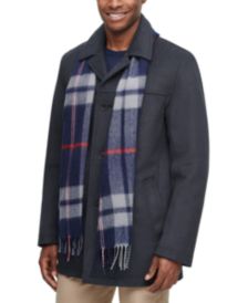 Men's Walking Coat with Removable Plaid Scarf