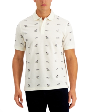 Club Room Men's Hound Dog Print Performance Stretch Polo Created for Macy's