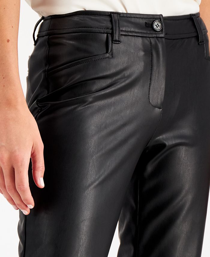 Anne Klein Vegan Leather Ankle Pants - Macy's