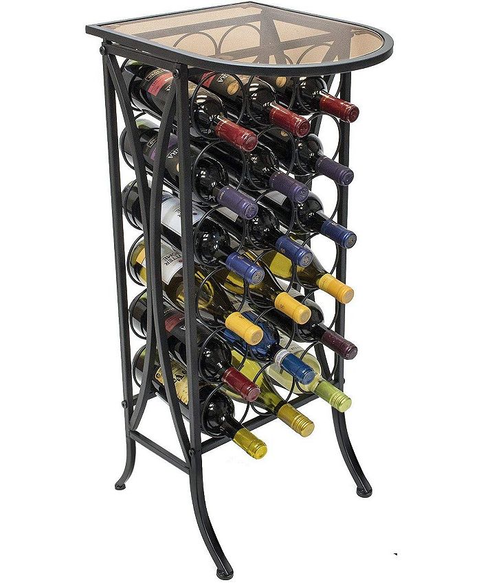 Sorbus Wine Rack Stand Glass Table Top Macy's