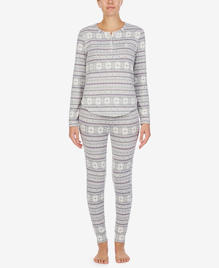Lauren Ralph Lauren Super-Soft Printed Knit Henley Pajama Set - Macy's