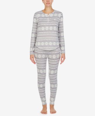 Lauren Ralph Lauren Super-Soft Printed Knit Henley Pajama Set - Macy's