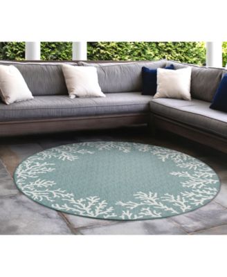 Carmel Coral Border 7'10" x 7'10" Round Rug