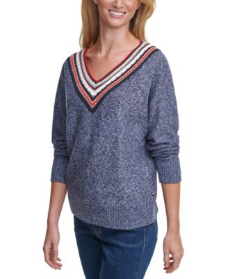 Tommy Hilfiger Textured Marled V-Neck Sweater