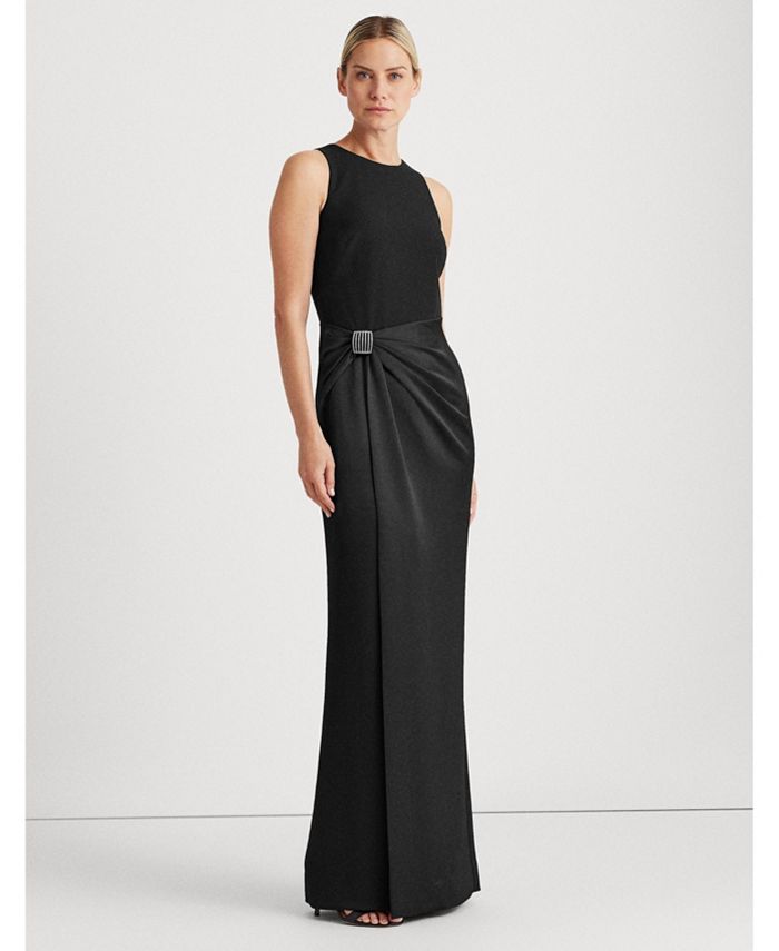 Ralph lauren crepe sleeveless gown clearance