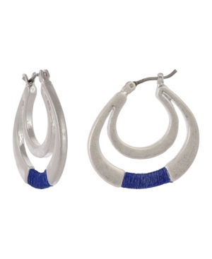 image of The Sak Silver-Tone Thread Wrap Hoop Earrings