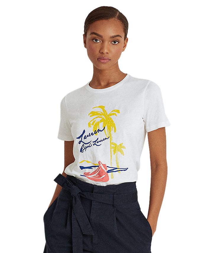 Lauren Ralph Lauren Print Cotton-Blend T-Shirt & Reviews - Tops - Women