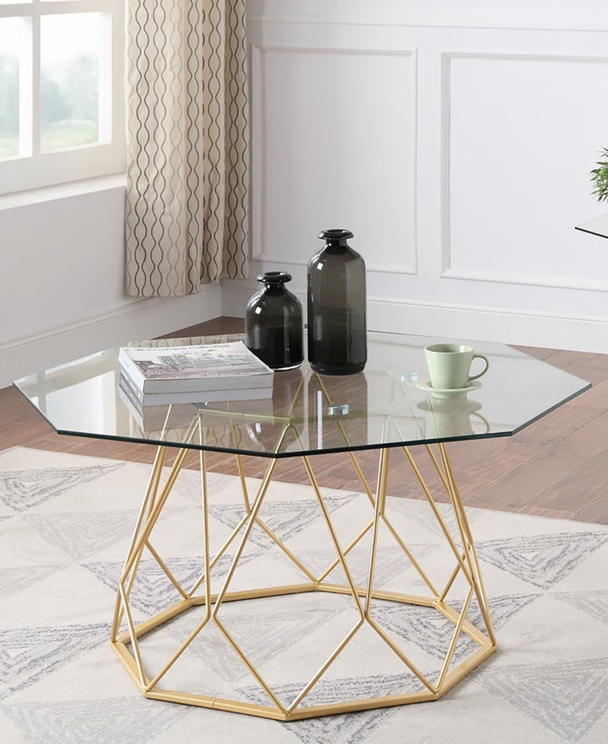 Trystance Glass Top Coffee Table - Gold-Tone