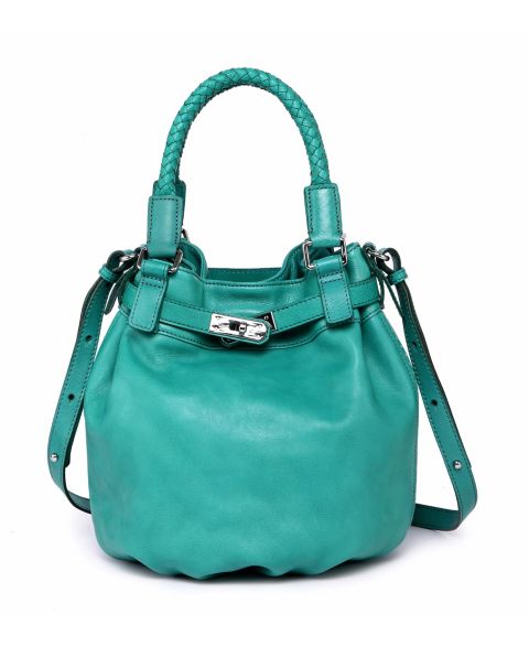 Женская сумка OLD TREND Pumpkin Small Leather Crossbody Bucket, цвет: Аквамариновый