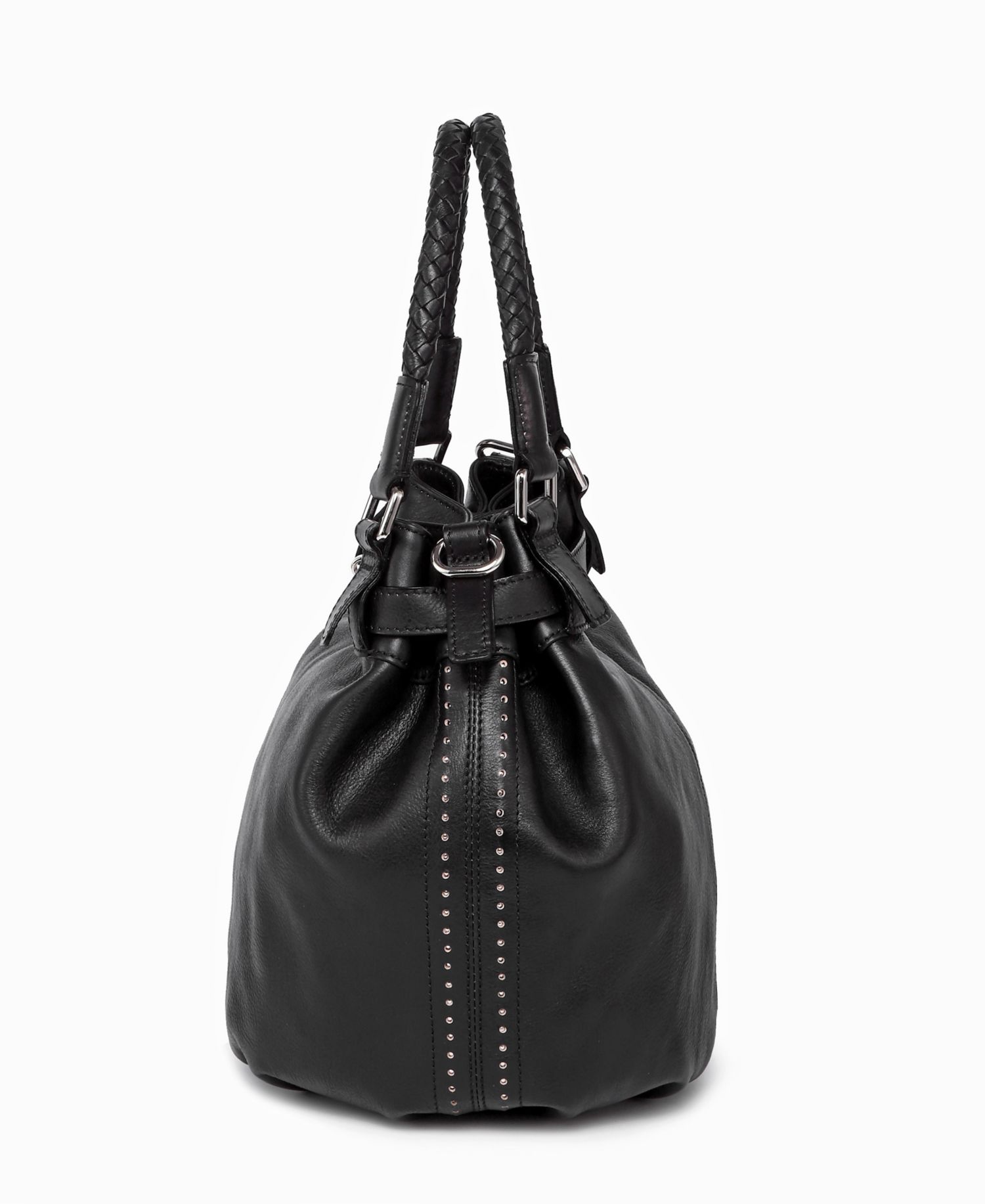 Pumpkin Small Leather Crossbody Bucket Bag
