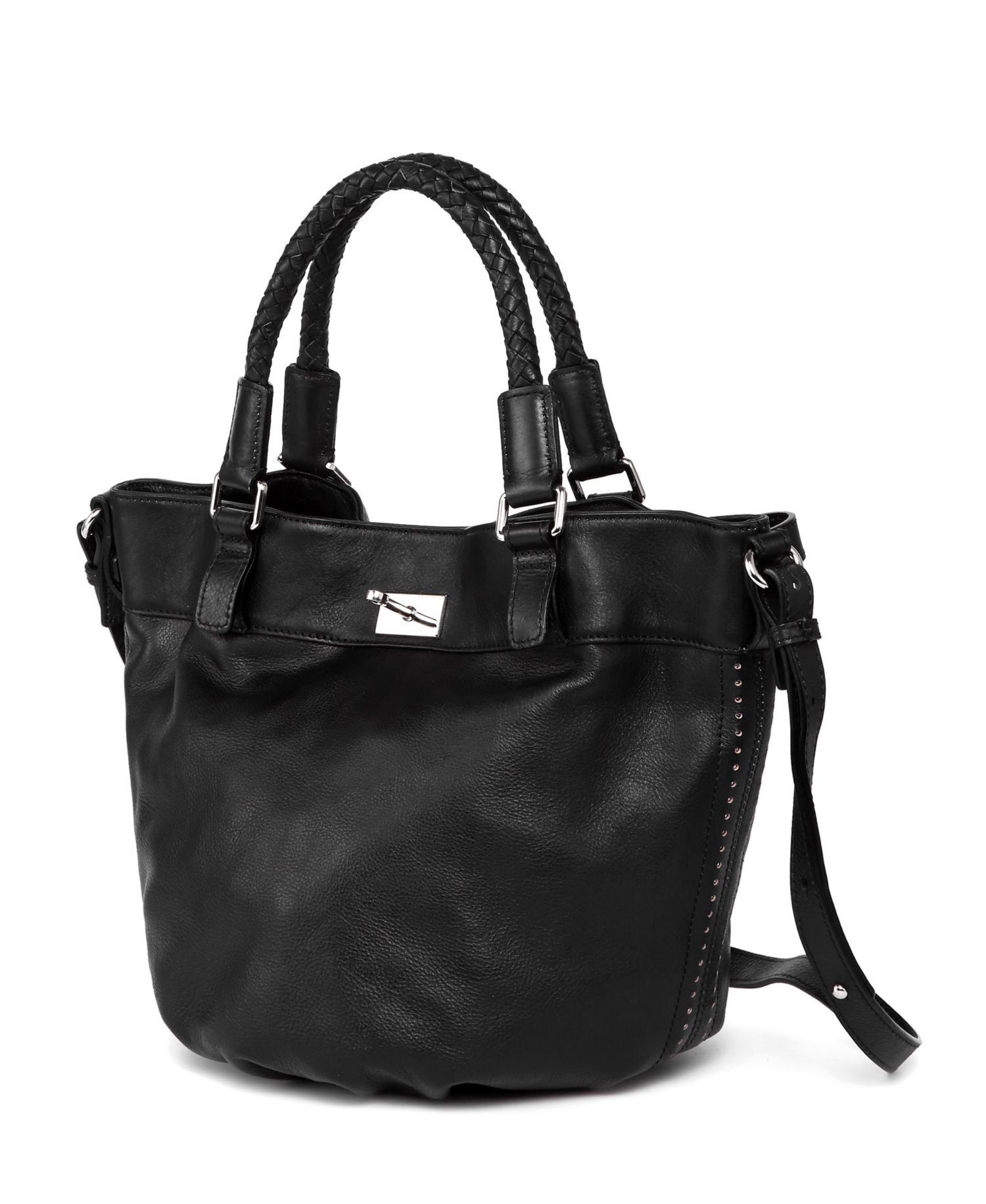 Pumpkin Small Leather Crossbody Bucket Bag
