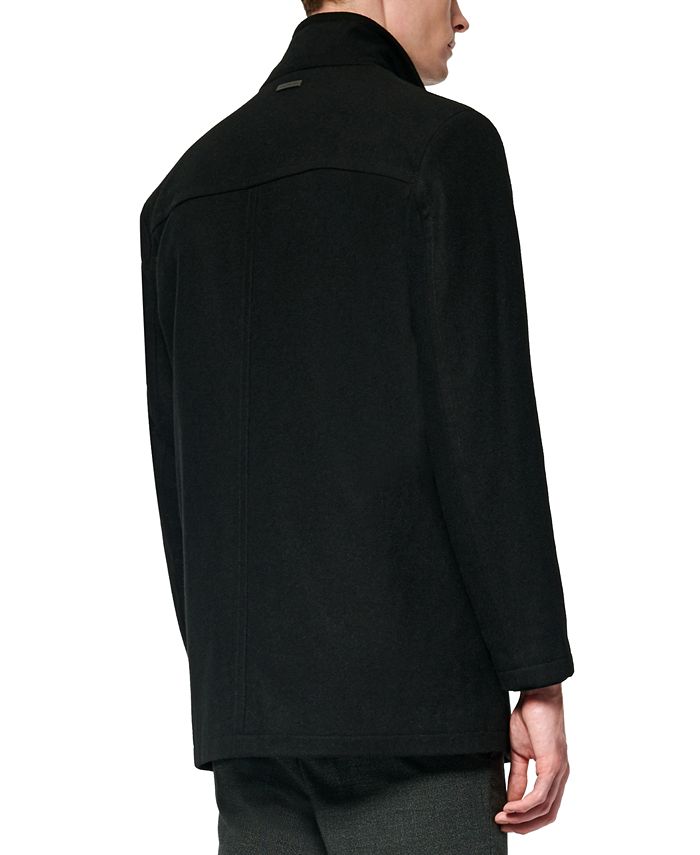 Marc New York Men's Coyle Melton Wool Car Coat with Inset Knit Bib Macy's