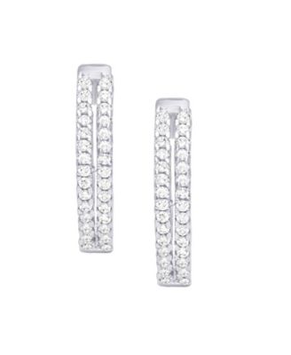 Cubic Zirconia 2-Row Hoop Earrings