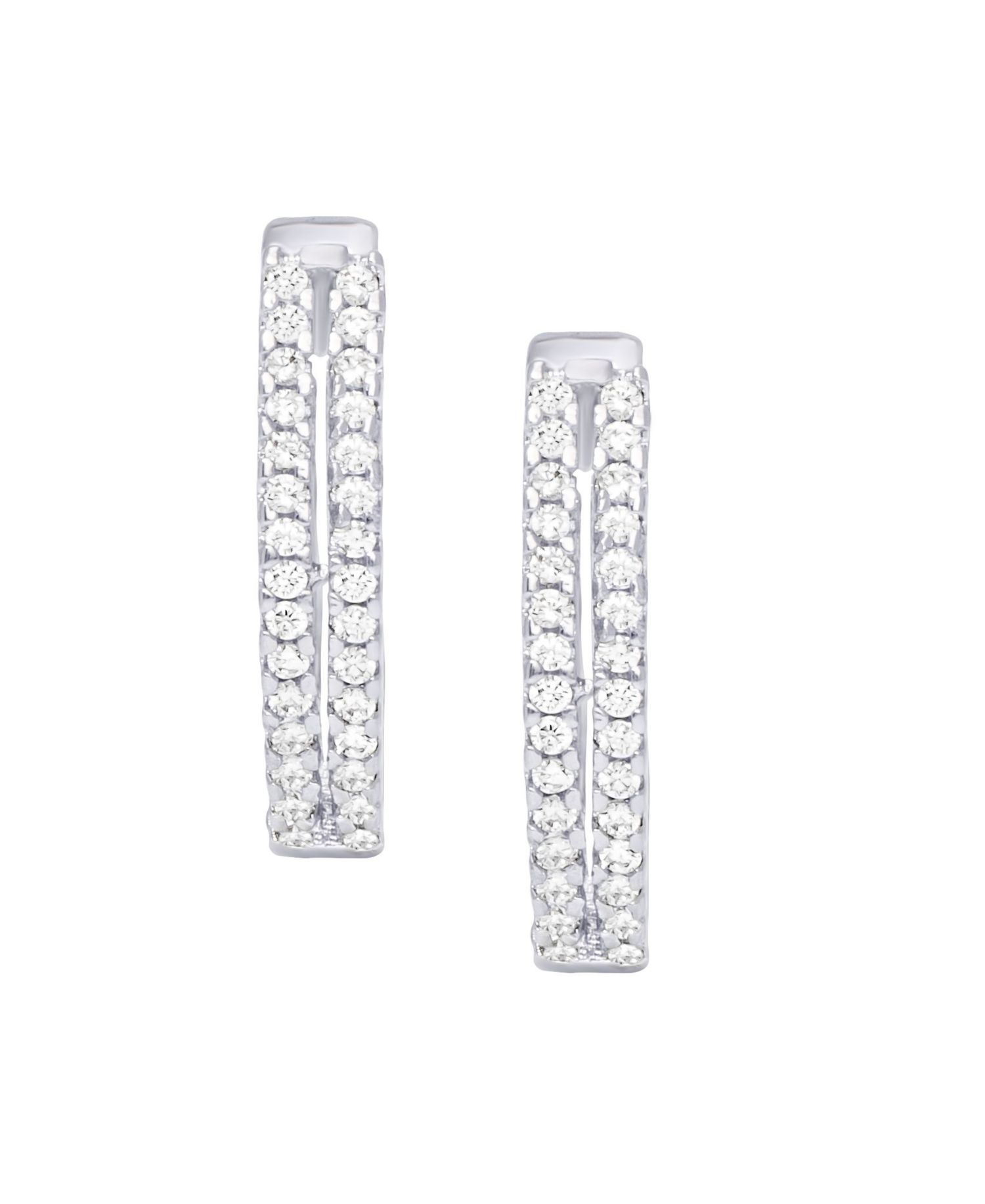 Cubic Zirconia 2-Row Hoop Earrings