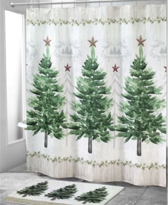 Trees with Gold Star Holiday Shower Curtain, 72" x 72"