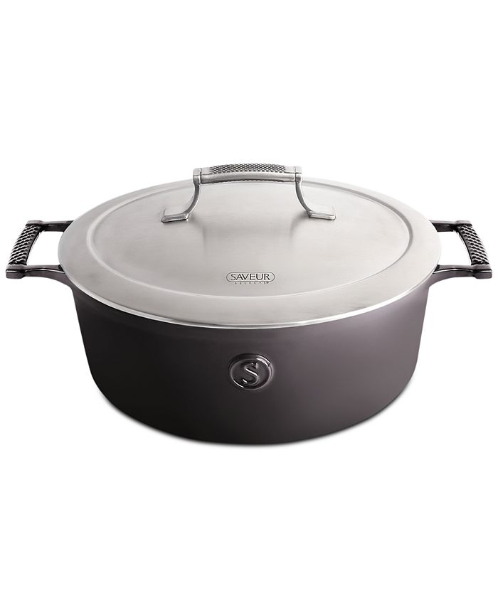 SAVEUR SELECTS - Selects 6-Qt. Cast Iron Oval Roaster with Stainless Steel Lid