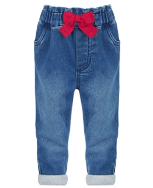 image of First Impressions Baby Girls Red Bow Jeans, Created for Macy-s