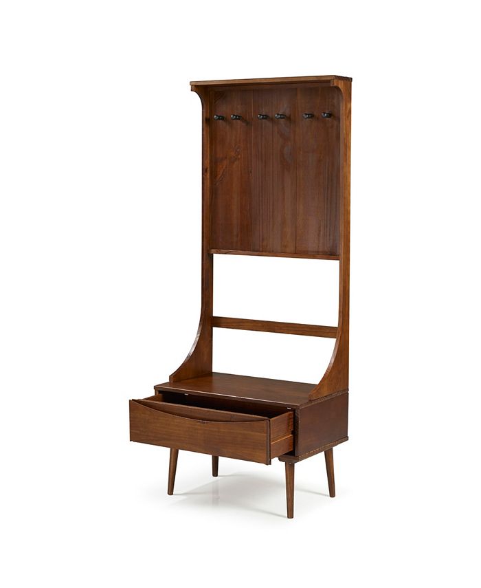 Walker Edison 68" Solid Wood Hall Tree With Drawer Macy's