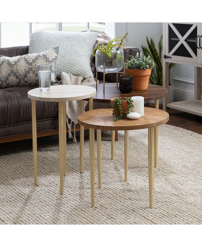Walker Edison 3 Piece Round Nesting Coffee Table Set Macy's