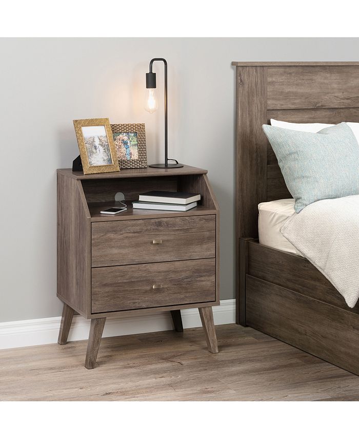 Prepac Milo Mid Century Modern 2 Drawer Nightstand with Angled Top Macy's