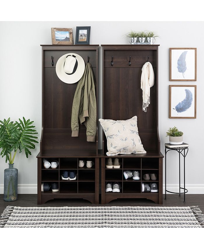 Prepac Narrow Hall Tree with 9 Shoe Cubbies & Reviews Furniture Macy's