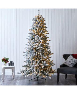 Flocked Livingston Fir Artificial Christmas Tree with Pine Cones and 500 Clear Warm LED Lights