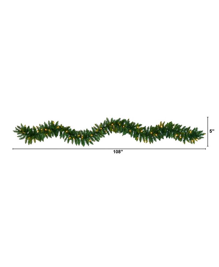 Nearly Natural Christmas Pine Artificial Garland with 50 Warm LED ...