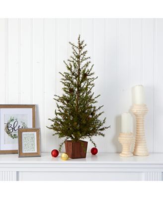 Nearly Natural Alpine "Natural Look" Artificial Christmas Tree In Wood ...